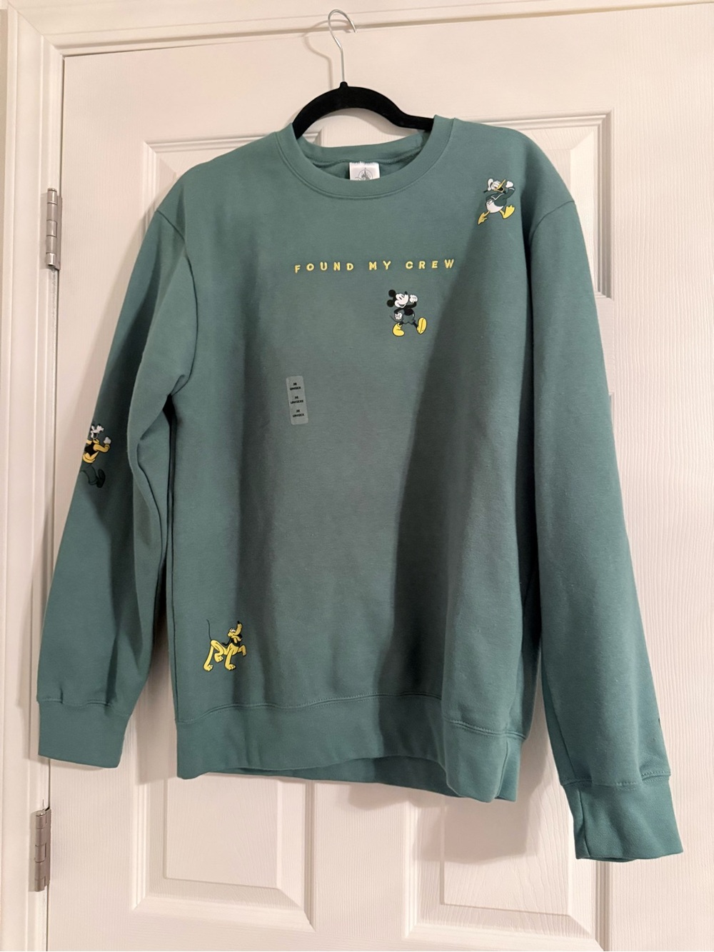 Disney Green Crewneck Sweatshirt with Mickey and friends-“Found my Crew”